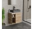 Тумба Bauedge Bau Dream Blackwood 60 правая, раковина BAU Cerama 48х37 темно-серая матовая, смеситель Hotel Dream Black черный SD3371 13