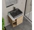 Тумба Bauedge Bau Dream Blackwood 60 правая, раковина BAU Cerama 48х37 темно-серая матовая, смеситель Hotel Dream Black, нерж. сталь, черный, выпуск клик клак SD3380 13