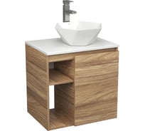 Тумба Bauedge Bau Dream Blackwood 60 правая, раковина BAU Crystal 40х40, смеситель для раковины высокий Hotel Still, нержавеющая сталь SD3284