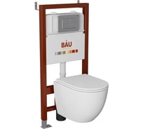 Комплект Bauedge BAU 6 в 1: инсталляция BAU PRO, унитаз подвесной торнадо Bau Dream Hurricane-2, сиденье дюропласт микролифт, клавиша BAU Stil антивандальная Q111300-BL0001-HQ2-Q00009