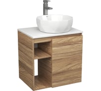Тумба Bauedge Bau Dream Blackwood 60 правая, раковина BAU Diamond D40, смеситель для раковины высокий Hotel Still, нержавеющая сталь SD3293