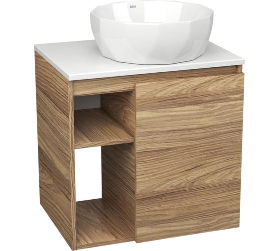 Тумба Bauedge Bau Dream Blackwood 60 правая, раковина BAU Diamond D40 SD3288