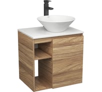 Тумба Bauedge Bau Dream Blackwood 60 правая, раковина BAU Dream D43, смеситель для раковины высокий Hotel Black черный SD3256