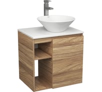 Тумба Bauedge Bau Dream Blackwood 60 правая, раковина BAU Dream D43, смеситель для раковины высокий Hotel Still, нержавеющая сталь SD3257