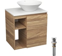 Тумба Bauedge Bau Dream Blackwood 60 правая, раковина BAU Dream D43, выпуск клик клак белый SD3254