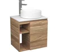 Тумба Bauedge Bau Dream Blackwood 60 правая, раковина BAU Dream круглая D41, смеситель для раковины высокий Hotel Still, нержавеющая сталь SD3239