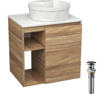 Тумба Bauedge Bau Dream Blackwood 60 правая, раковина BAU Element Cristal D40, белая, выпуск клик клак черный SD3332