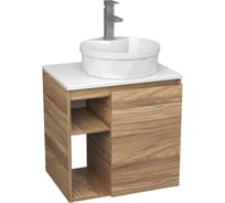 Тумба Bauedge Bau Dream Blackwood 60 правая, раковина BAU Element Cristal D40, белая, смеситель Hotel Still, нерж. сталь SD3326