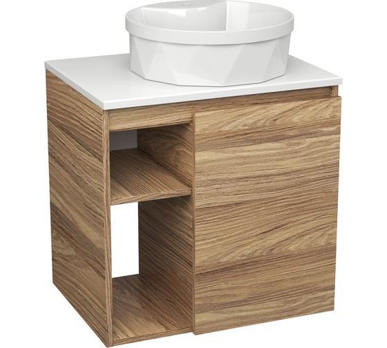 Тумба Bauedge Bau Dream Blackwood 60 правая, раковина BAU Element Cristal D40, белая SD3325 1