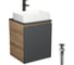 Тумба Bauedge Bau Dream Blackwood 50 графит, раковина BAU Hotel, смеситель для раковины высокий Hotel Black, черный, выпуск клик-клак, черный SD4036 1