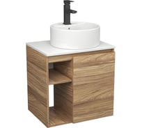 Тумба Bauedge Bau Dream Blackwood 60 правая, раковина BAU Element D40, белая, смеситель Hotel Black, черный SD3299
