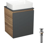 Тумба Bauedge Bau Dream Blackwood 50 графит, раковина BAU Hotel, выпуск клик-клак, хром SD4029