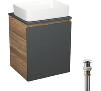 Тумба Bauedge Bau Dream Blackwood 50 графит, раковина BAU Hotel, выпуск клик-клак, белый SD4030