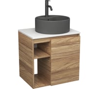 Тумба Bauedge Bau Dream Blackwood 60 правая, раковина BAU Element D41, темно-серая, смеситель Hotel Dream Black, нерж. сталь, черный SD3315
