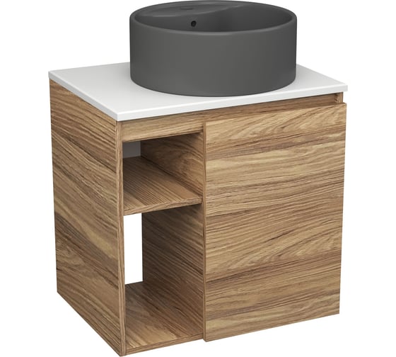 Тумба Bauedge Bau Dream Blackwood 60 правая, раковина BAU Element D41, темно-серая SD3311 1