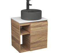 Тумба Bauedge Bau Dream Blackwood 60 правая, раковина BAU Element D41, темно-серая, смеситель Hotel Black черный SD3313