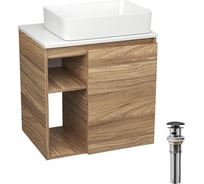 Тумба Bauedge Bau Dream Blackwood 60 правая, раковина BAU Hotel 48х37, выпуск клик клак, черный SD3219