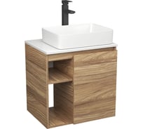 Тумба Bauedge Bau Dream Blackwood 60 правая, раковина BAU Hotel 48х37, смеситель для раковины высокий Hotel Black черный SD3220