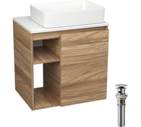 Тумба Bauedge Bau Dream Blackwood 60 правая, раковина BAU Hotel 48х37, выпуск клик клак хром SD3217