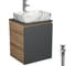 Тумба Bauedge Bau Dream Blackwood 50 графит, раковина BAU Hotel, мрамор, смеситель для раковины высокий Hotel Still, нержавеющая сталь, выпуск клик-клак, хром SD4079 1