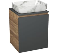 Тумба Bauedge Bau Dream Blackwood 50 графит, раковина BAU Hotel, мрамор SD4073