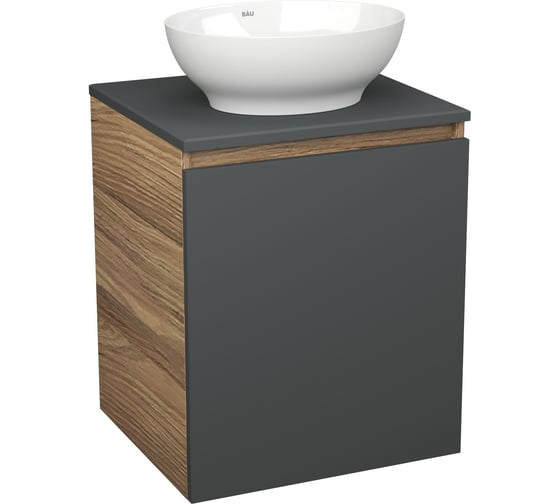 Тумба Bauedge Bau Dream Blackwood 50 графит, раковина BAU Nimb 41х33 SD4082