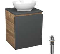 Тумба Bauedge Bau Dream Blackwood 50 графит, раковина BAU Nimb 41х33, выпуск клик-клак, черный SD4085