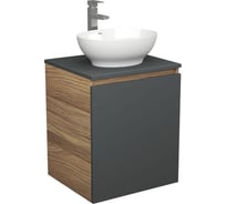 Тумба Bauedge Bau Dream Blackwood 50 графит, раковина BAU Nimb 41х33, смеситель для раковины высокий Hotel Still, нержавеющая сталь SD4087
