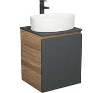 Тумба Bauedge Bau Dream Blackwood 50 графит, раковина BAU Nimb 50х36, смеситель для раковины высокий Hotel Black, черный SD4041
