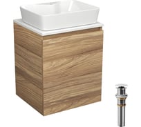 Тумба Bauedge Bau Dream Blackwood 50 с дверцей, раковина BAU Cerama 48х37 белая, выпуск клик-клак белый SD3171