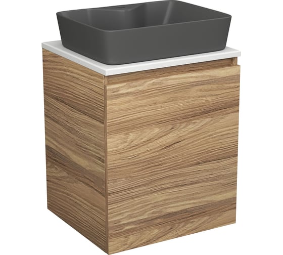 Тумба Bauedge Bau Dream Blackwood 50 с дверцей, раковина BAU Cerama 48х37 темно-серая матовая SD3179