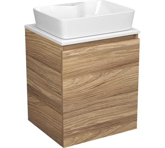 Тумба Bauedge Bau Dream Blackwood 50 с дверцей, раковина BAU Cerama 48х37 белая SD3165