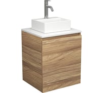 Тумба Bauedge Bau Dream Blackwood 50 с дверцей, раковина BAU Cerama Mini белая, смеситель Hotel Dream, нерж. сталь SD3196