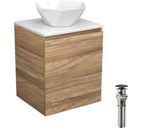 Тумба Bauedge Bau Dream Blackwood 50 с дверцей, раковина BAU Crystal 40х40, выпуск клик-клак, черный SD3094
