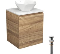 Тумба Bauedge Bau Dream Blackwood 50 с дверцей, раковина BAU Crystal 40х40, выпуск клик-клак, белый SD3093