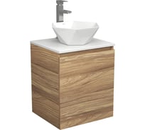 Тумба Bauedge Bau Dream Blackwood 50 с дверцей, раковина BAU Crystal 40х40, смеситель для раковины высокий Hotel Still, нержавеющая сталь SD3096