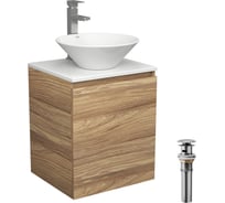 Тумба Bauedge Bau Dream Blackwood 50 с дверцей, раковина BAU Dream D43, смеситель для раковины высокий Hotel Still, нержавеющая сталь, выпуск клик-клак, хром SD3070