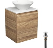 Тумба Bauedge Bau Dream Blackwood 50 с дверцей, раковина BAU Dream D43, выпуск клик-клак, белый SD3066