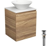 Тумба Bauedge Bau Dream Blackwood 50 с дверцей, раковина BAU Dream D43, выпуск клик-клак, черный SD3067