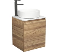 Тумба Bauedge Bau Dream Blackwood 50 с дверцей, раковина BAU Dream круглая, смеситель для раковины высокий Hotel Black, черный SD3050