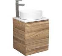 Тумба Bauedge Bau Dream Blackwood 50 с дверцей, раковина BAU Dream круглая, смеситель для раковины высокий Hotel Still, нержавеющая сталь SD3051
