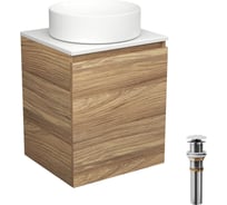 Тумба Bauedge Bau Dream Blackwood 50 с дверцей, раковина BAU Dream круглая, выпуск клик-клак, белый SD3048