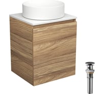 Тумба Bauedge Bau Dream Blackwood 50 с дверцей, раковина BAU Dream круглая, выпуск клик-клак, черный SD3049