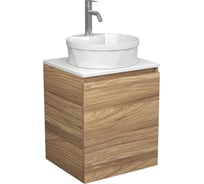 Тумба Bauedge Bau Dream Blackwood 50 с дверцей, раковина BAU Element Cristal D40, белая, смеситель Hotel Dream, нерж. сталь SD3140