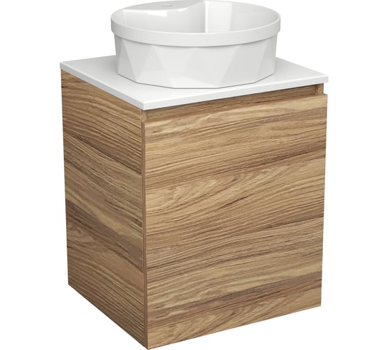 Тумба Bauedge Bau Dream Blackwood 50 с дверцей, раковина BAU Element Cristal D40, белая SD3137