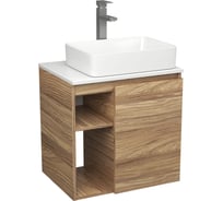 Тумба Bauedge Bau Dream Blackwood 60 правая, раковина BAU Hotel 48х37, смеситель для раковины высокий Hotel Still, нержавеющая сталь SD3221
