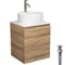 Тумба Bauedge Bau Dream Blackwood 50 с дверцей, раковина BAU Element D40, белая, смеситель Hotel Dream, нерж. сталь, выпуск клик-клак, хром SD3120 1