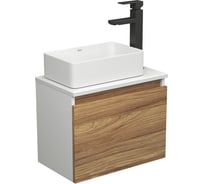 Комплект для ванной Bauedge 3 предмета (тумба Bau Dream Blackwood 50 + раковина BAU Hotel mini 37x23, белая, смеситель высокий Hotel Black) BD1611