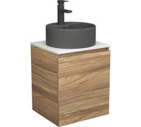 Тумба Bauedge Bau Dream Blackwood 50 с дверцей, раковина BAU Element D41, темно-серая, смеситель Hotel Black, черный SD3125