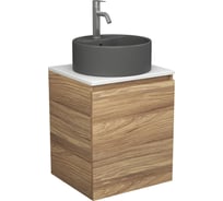 Тумба Bauedge Bau Dream Blackwood 50 с дверцей, раковина BAU Element D41, темно-серая, смеситель Hotel Dream, нерж. сталь SD3126